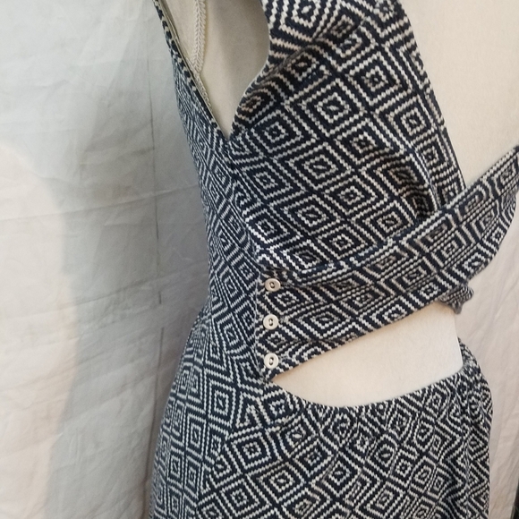 Anthropology Postmark Matilde fit & flare cross back diamond print dress - Picture 10 of 15